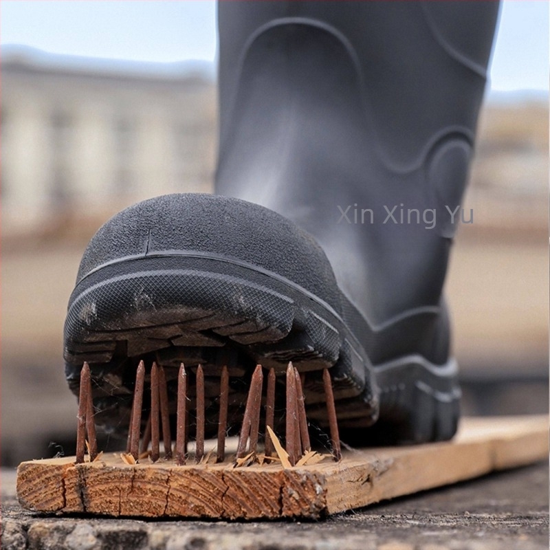 Ipari esőcsizmák, magas szárú, acélorrú, vízálló PVC kivitel