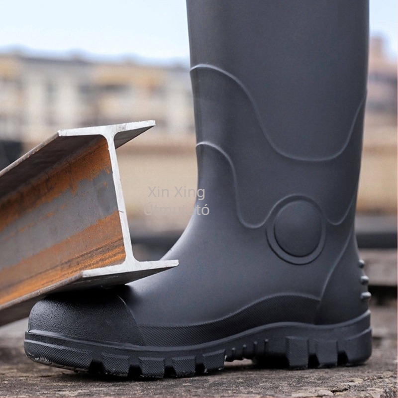 Ipari esőcsizmák, magas szárú, acélorrú, vízálló PVC kivitel