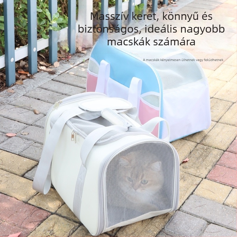Le Youpai poliészter macska utazótáska – keresztpántos, légáteresztő, közepesen puha kivitelezés
