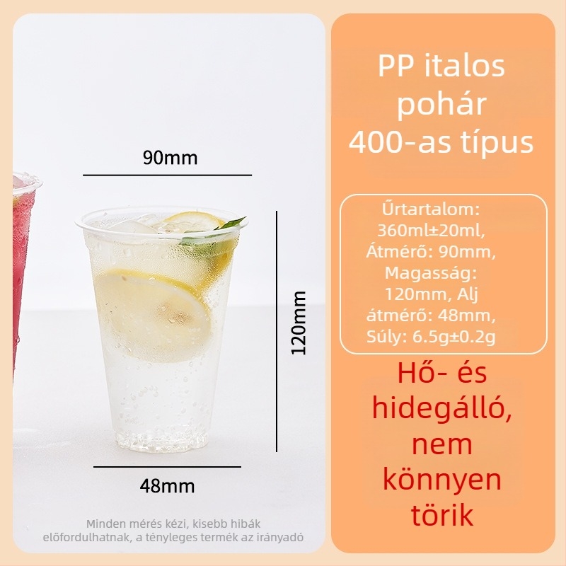 Egyszer használatos műanyag pohár tejes-teához, Ø90 mm, vastagított pohár hideg italokhoz fedővel, szójaital pohár kereskedelmi használatra