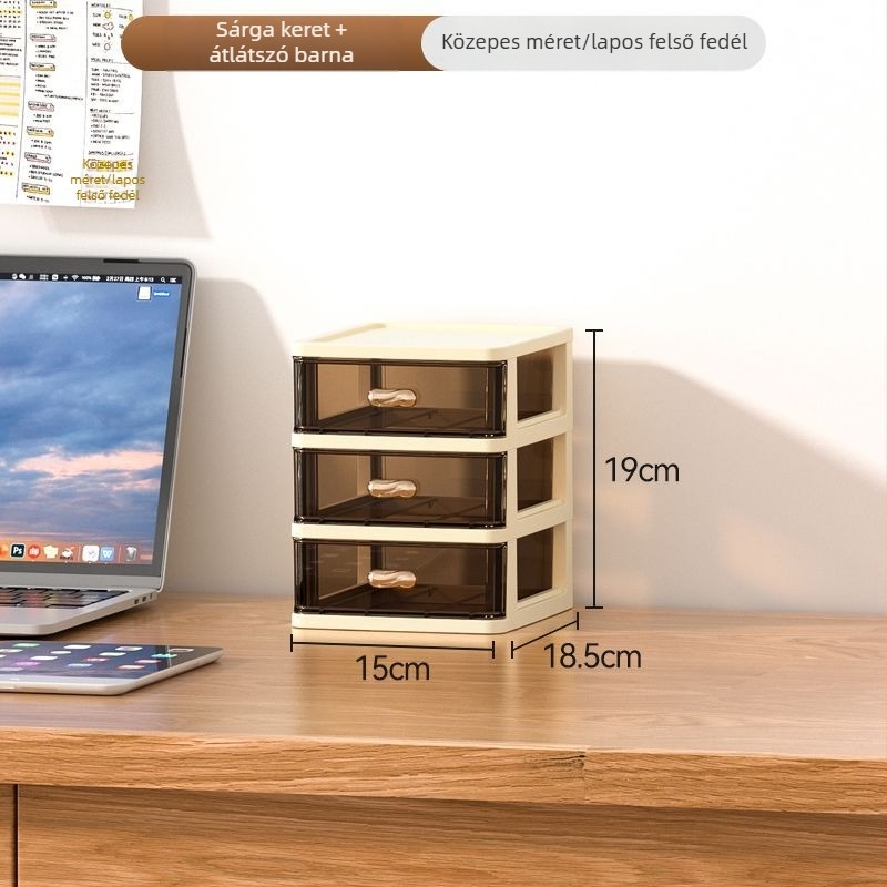 Műanyag asztali tároló rekeszekkel irodai kellékek és kozmetikumok számára