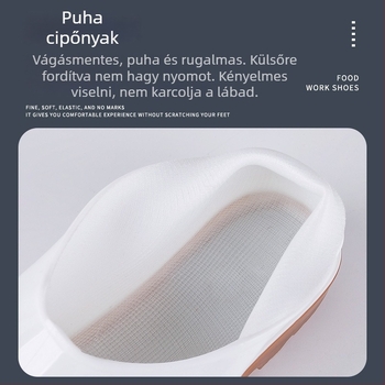 Élelmiszer-minőségű konyhai csúszásmentes slip-on lábbeli, alacsony szárú, PVC anyagú, vízálló és sav-bázis ellenálló, uniszex