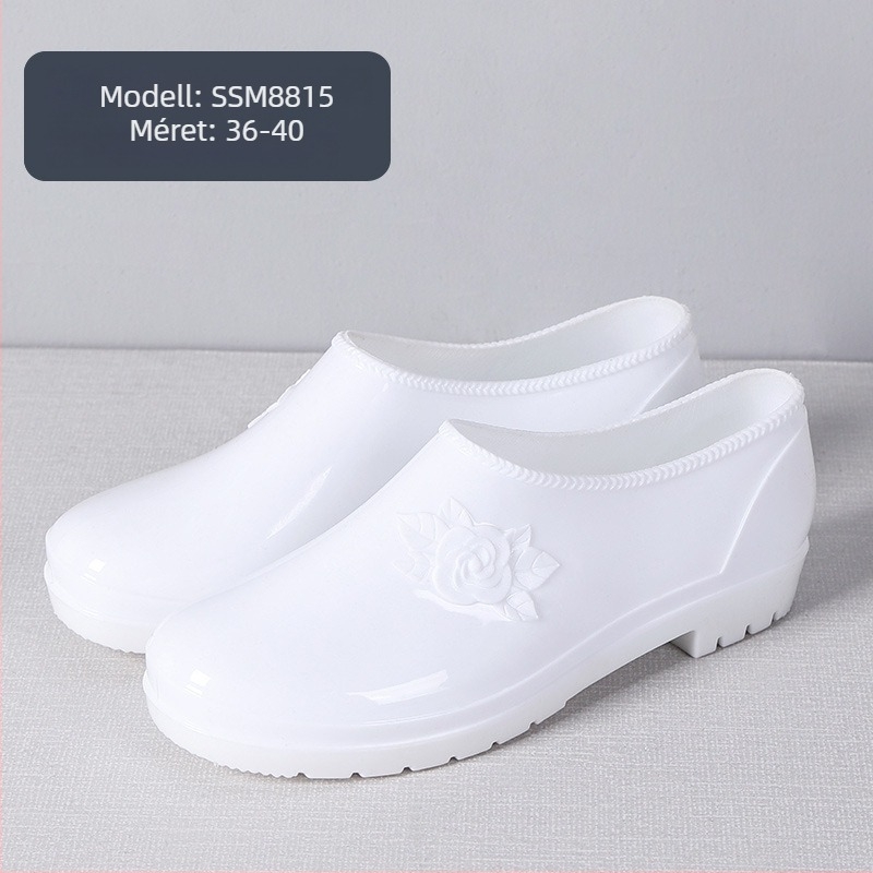 Élelmiszer-minőségű konyhai csúszásmentes slip-on lábbeli, alacsony szárú, PVC anyagú, vízálló és sav-bázis ellenálló, uniszex