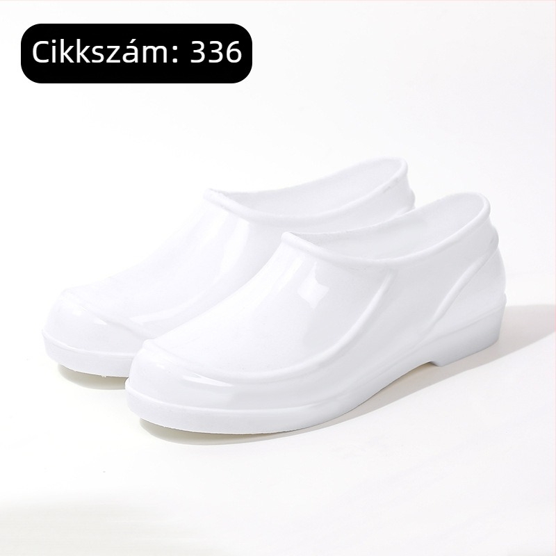 Élelmiszer-minőségű konyhai csúszásmentes slip-on lábbeli, alacsony szárú, PVC anyagú, vízálló és sav-bázis ellenálló, uniszex