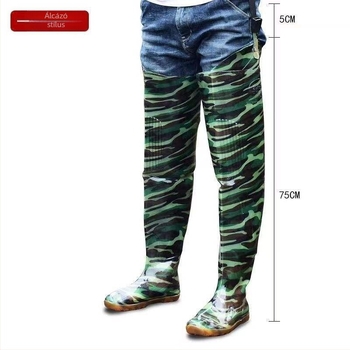 Térdig érő esőcsizma, magas szár, műanyag felsőrész, gumitalp, vízálló, csúszásmentes