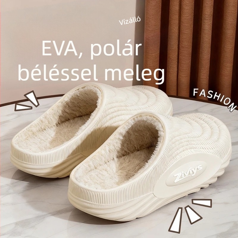 2025-ös új férfi papucs vastag talppal, vízálló és csúszásmentes, meleg béléses, otthonra és kültérre