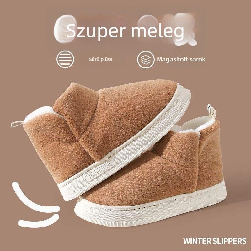 Férfi beltéri papucs sarokkal, fleece béléssel, csúszásmentes PVC talppal, velúr felső