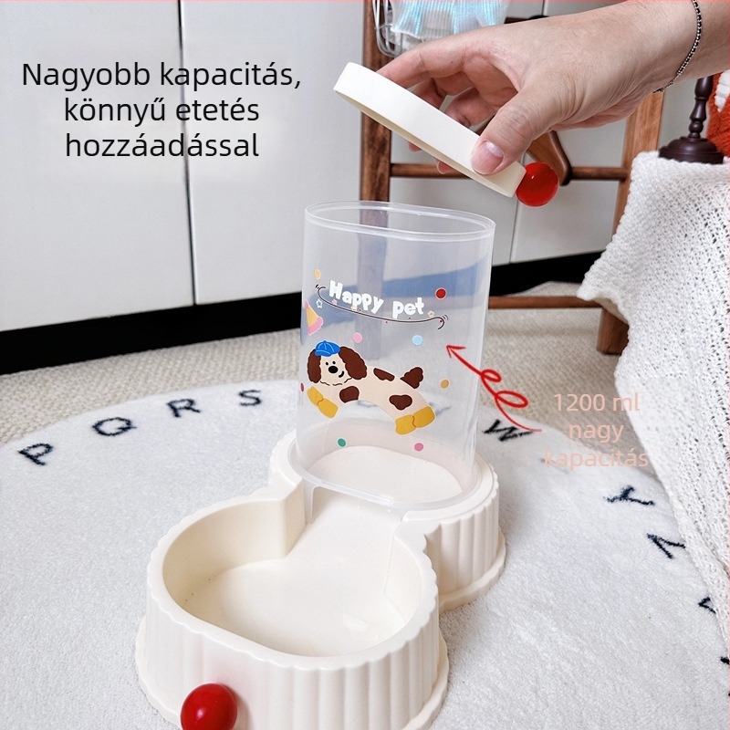 Automatikus macska etető és vízadagoló cirkuláló áramlással, 2-in-1 etetés és vízellátás, Anyag: PP