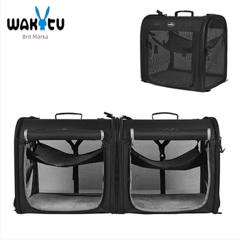Wakytu Kisállat szállító táska, nagy kapacitású, légáteresztő poliészterből, többállat kapcsolható, vállon hordható, autóba szerelhető