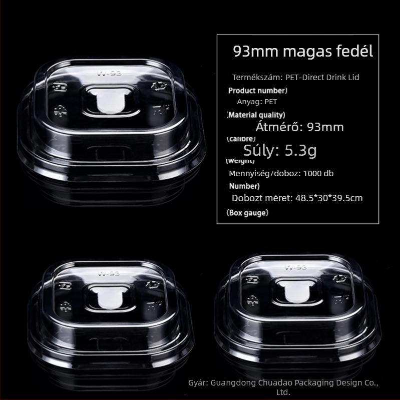 Pet93 négyzet alakú egyszer használatos tejteás pohár, 10–24 oz
