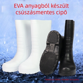 EVA esőcsizmák fleece bélésével a melegért, magas szár, csúszásmentes talp