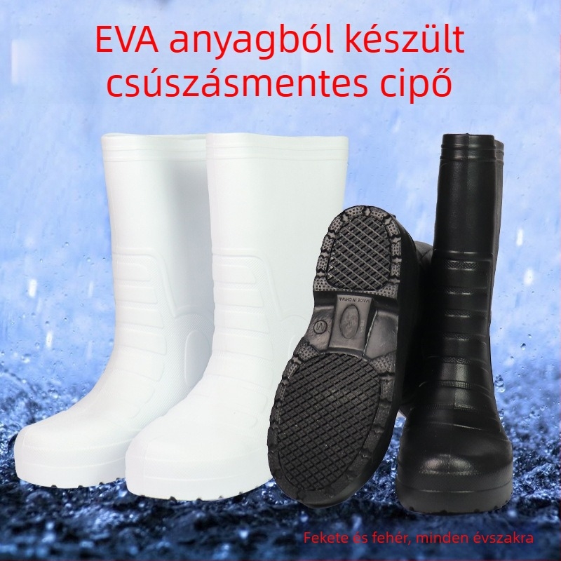 EVA esőcsizmák fleece bélésével a melegért, magas szár, csúszásmentes talp