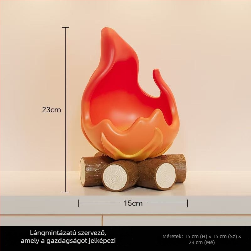 Rezinből készült bejárati dísz lángmotívummal és kulcstartó tálcával — környezetbarát anyag, modern minimalist stílus, márka gsf