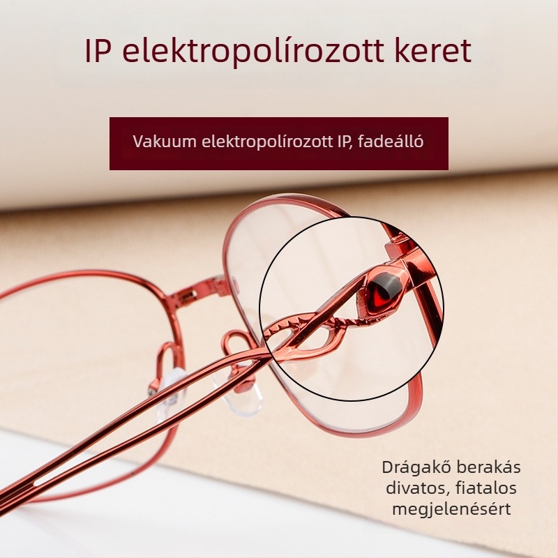 Kafa presbyopia szemüveg – Kristálylencsék, Kékfény védelem, Teljes keret, Fém keret, Ovális keret