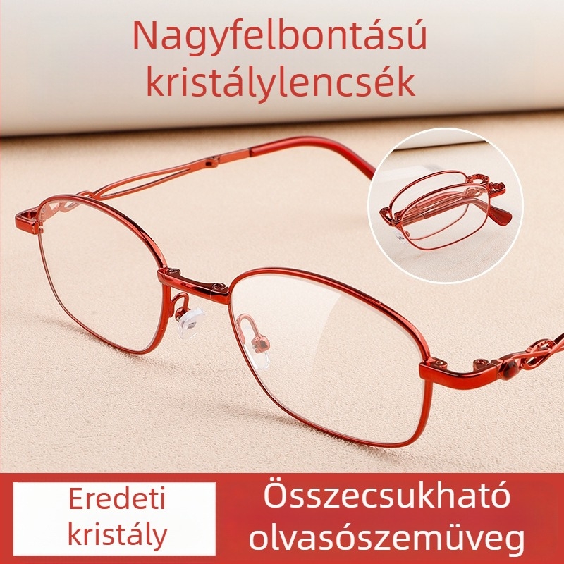 Kafa presbyopia szemüveg – Kristálylencsék, Kékfény védelem, Teljes keret, Fém keret, Ovális keret