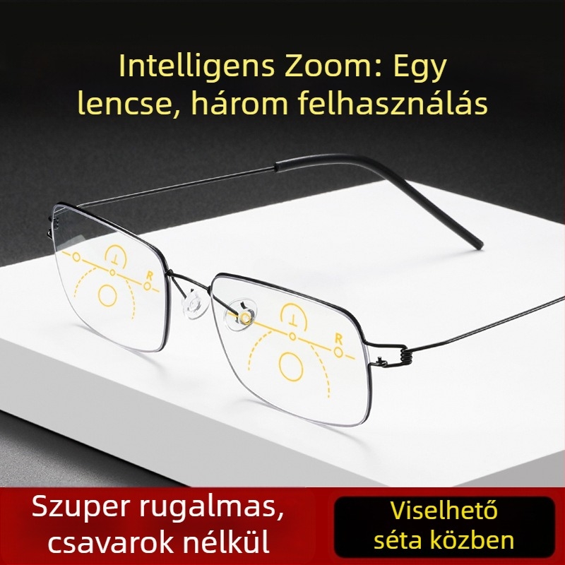 Kékfény elleni progresszív multifokális olvasószemüveg, távoli és közelre nézéshez, könnyű acélhuzalos keret, eredeti dizájn