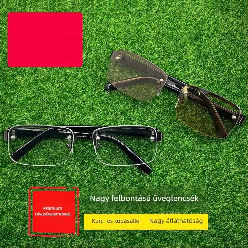 Uniszex preszbiópia szemüveg felnőtteknek, barna körkeret, kristálytiszta lencsék