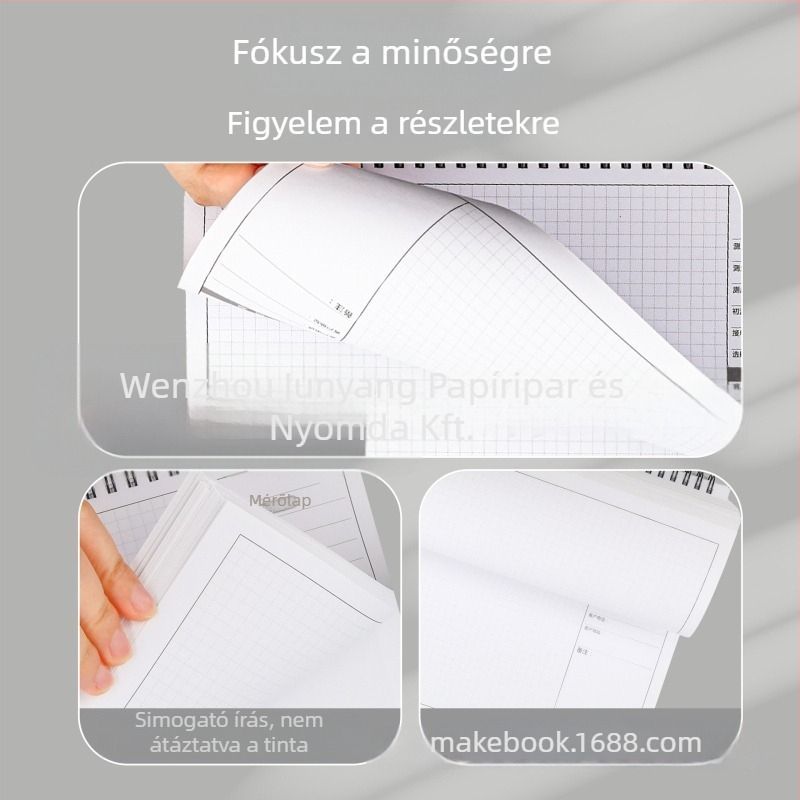 Designer mérőfüzet belsőépítéshez, spirálkötésű, keményfedél, dupla offset papír 100 g, 50–100 oldal