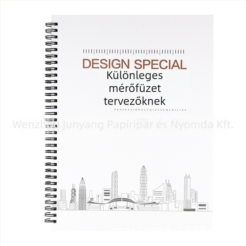 Designer mérőfüzet belsőépítéshez, spirálkötésű, keményfedél, dupla offset papír 100 g, 50–100 oldal