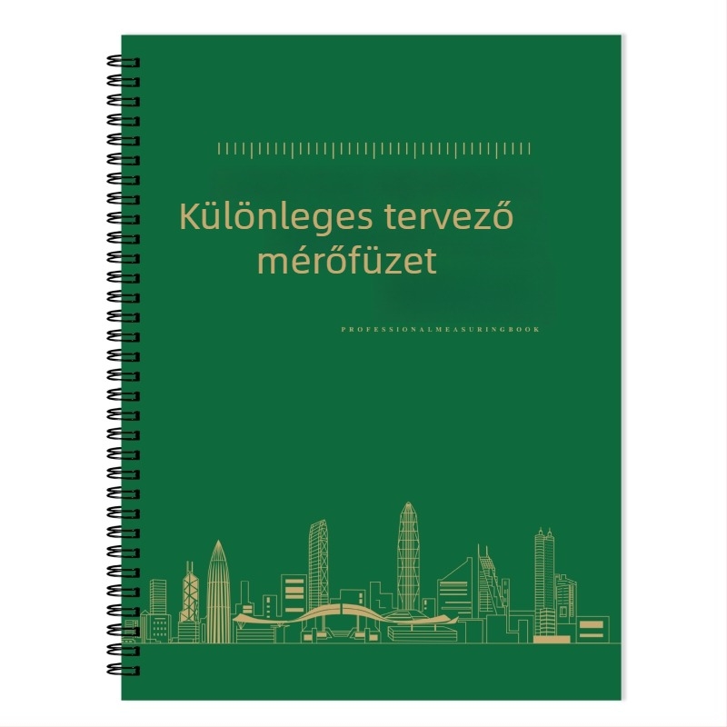 Designer mérőfüzet belsőépítéshez, spirálkötésű, keményfedél, dupla offset papír 100 g, 50–100 oldal