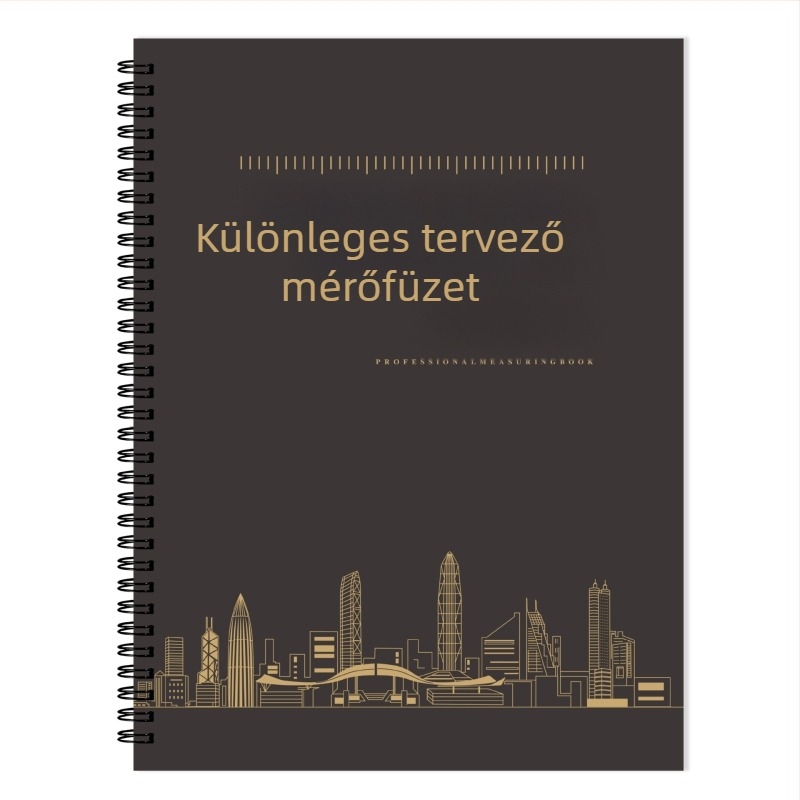 Designer mérőfüzet belsőépítéshez, spirálkötésű, keményfedél, dupla offset papír 100 g, 50–100 oldal