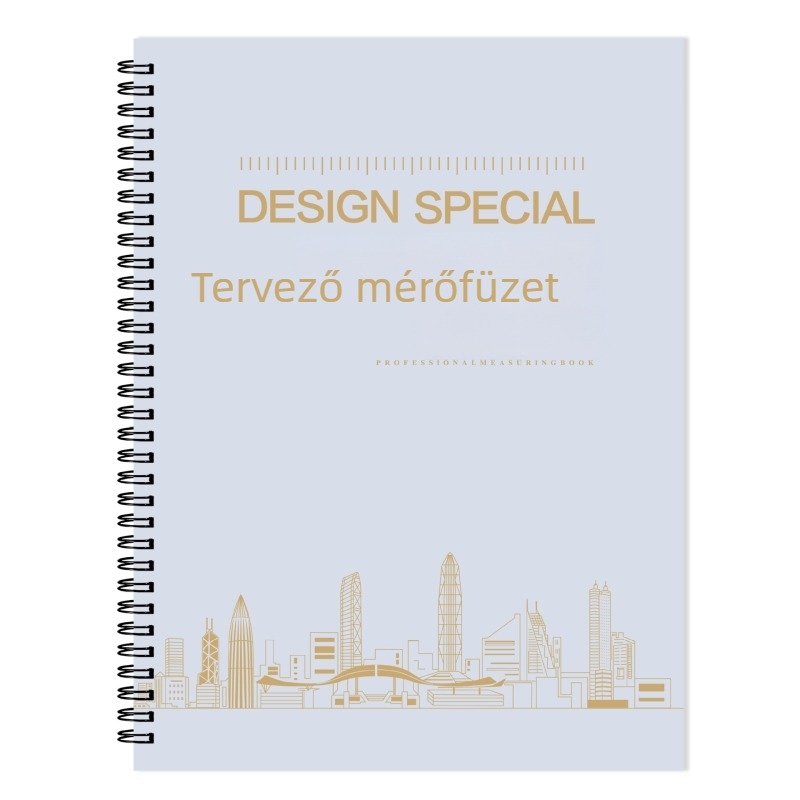 Designer mérőfüzet belsőépítéshez, spirálkötésű, keményfedél, dupla offset papír 100 g, 50–100 oldal