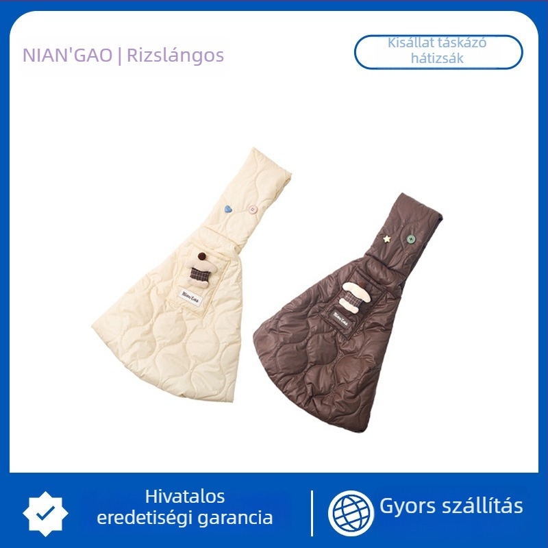 Állat crossbody táska macskák és kutyák számára, csíkos poliészter, anti-stress kialakítás, kapacitás 15