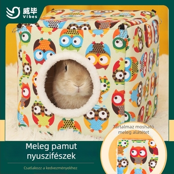 Téli nyuszifészek – Weibi, külső sűrű vászon, belső pamutszigetelés és arkít Velúr bélés, levehető és mosható, harapás elleni védelem