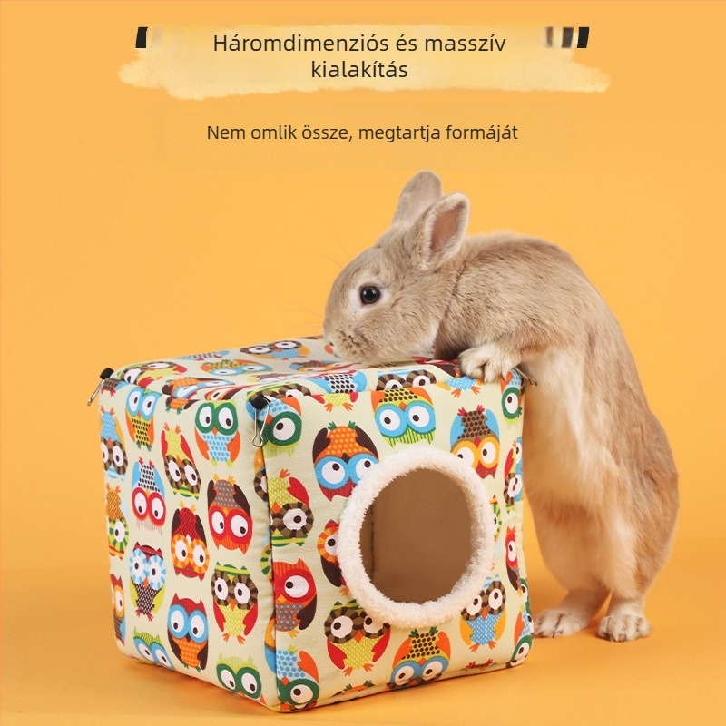 Téli nyuszifészek – Weibi, külső sűrű vászon, belső pamutszigetelés és arkít Velúr bélés, levehető és mosható, harapás elleni védelem