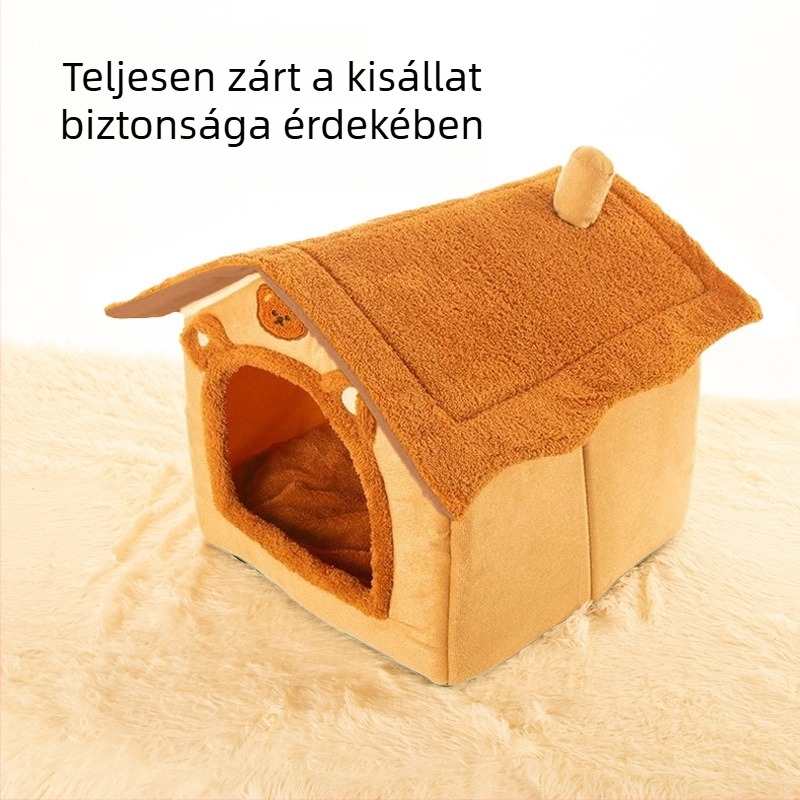 Macska fészek téli meleggel, kis méretű kutyáknak és nyulaknak, egész szezonban használható, levehető, mosható ház és matrac.