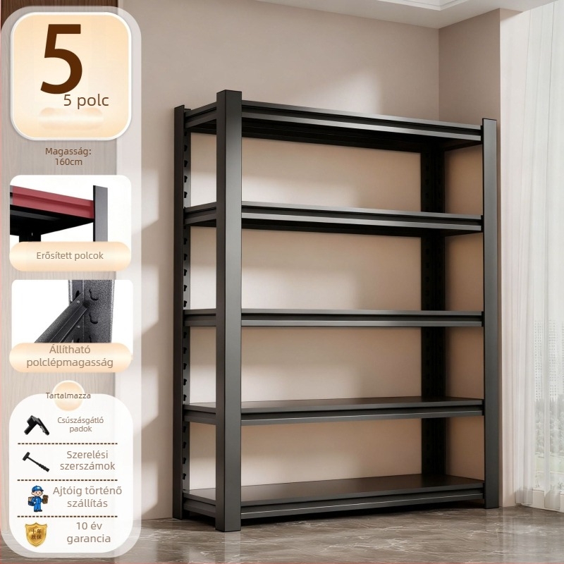 Fém konyhai tárolópolc, többszintes, 3–7 szint, modern minimalista stílus, Sanwei márka, modell Kitchen shelves