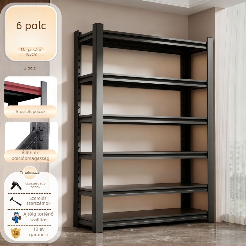 Fém konyhai tárolópolc, többszintes, 3–7 szint, modern minimalista stílus, Sanwei márka, modell Kitchen shelves