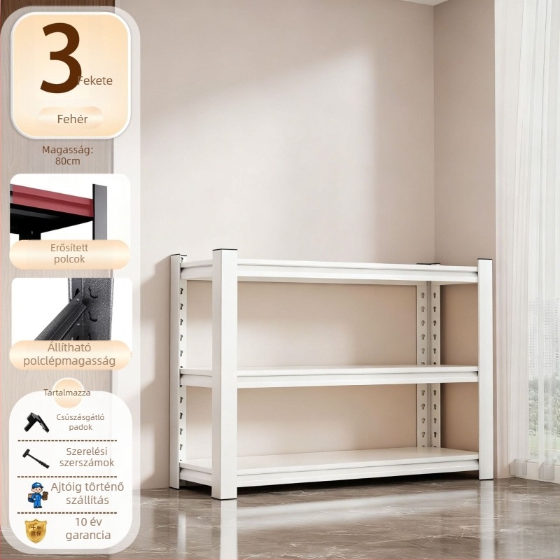 Fém konyhai tárolópolc, többszintes, 3–7 szint, modern minimalista stílus, Sanwei márka, modell Kitchen shelves