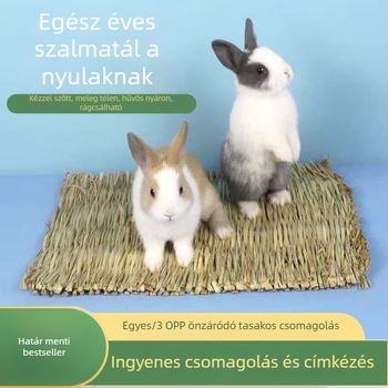Kézzel szőtt füves kisállatágy és fészek hörcsögöknek, nyulaknak és guineai malacoknak