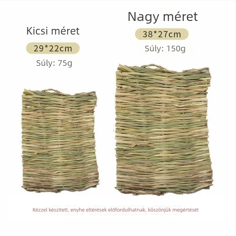 Kézzel szőtt füves kisállatágy és fészek hörcsögöknek, nyulaknak és guineai malacoknak