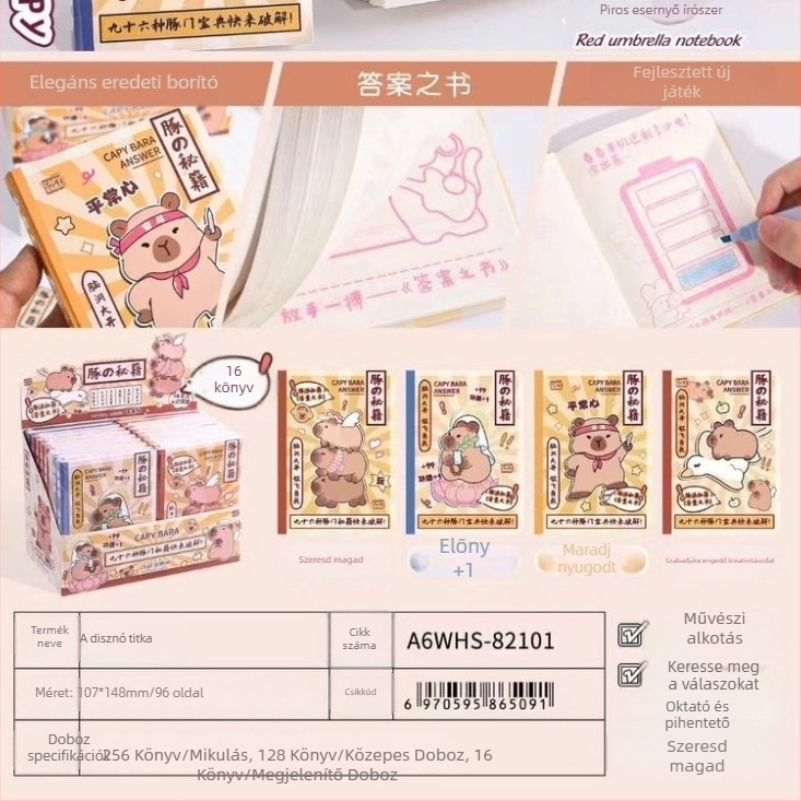 Zi yi — Capibara karikatúra Gashapon mechanizmus jegyzetfüzet, spirálkötés, 50–100 oldal