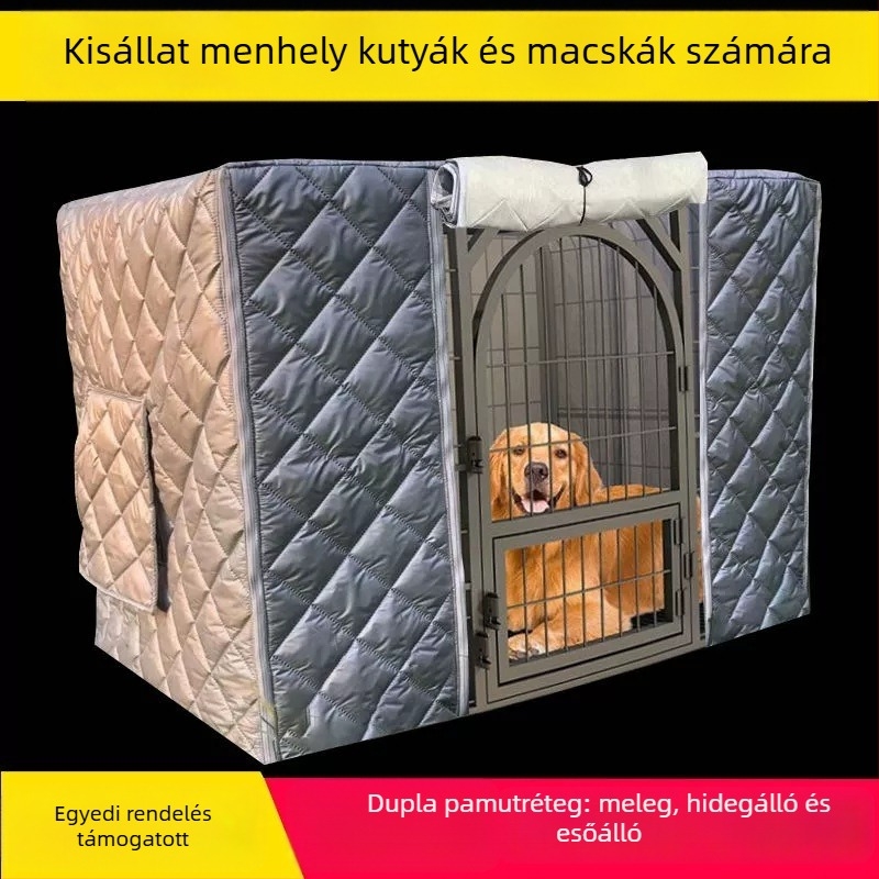 Téli szigetelt kutyaodú borítás, meleg párnázott védőfedél hideg időre, vastagabb macskáknak és nyulaknak, kutyaház