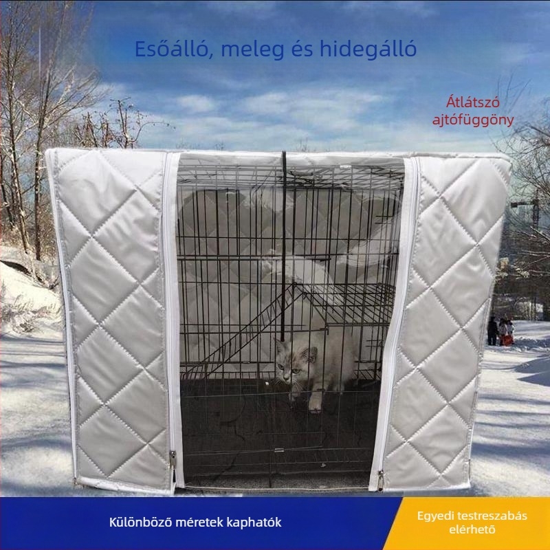 Téli szigetelt kutyaodú borítás, meleg párnázott védőfedél hideg időre, vastagabb macskáknak és nyulaknak, kutyaház