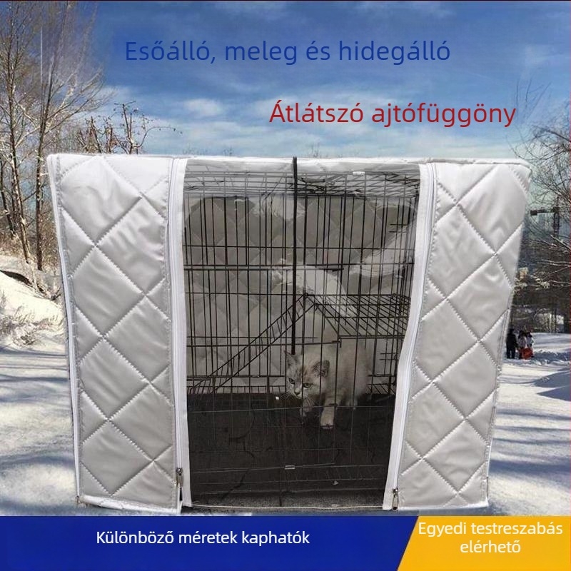 Téli szigetelt kutyaodú borítás, meleg párnázott védőfedél hideg időre, vastagabb macskáknak és nyulaknak, kutyaház