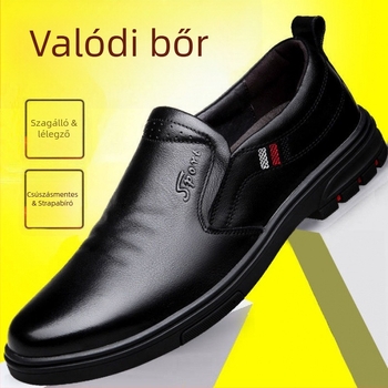 Férfi mindennapi mokaszín valódi marhabőrből, PU bélés, slip-on, gumírozott talppal