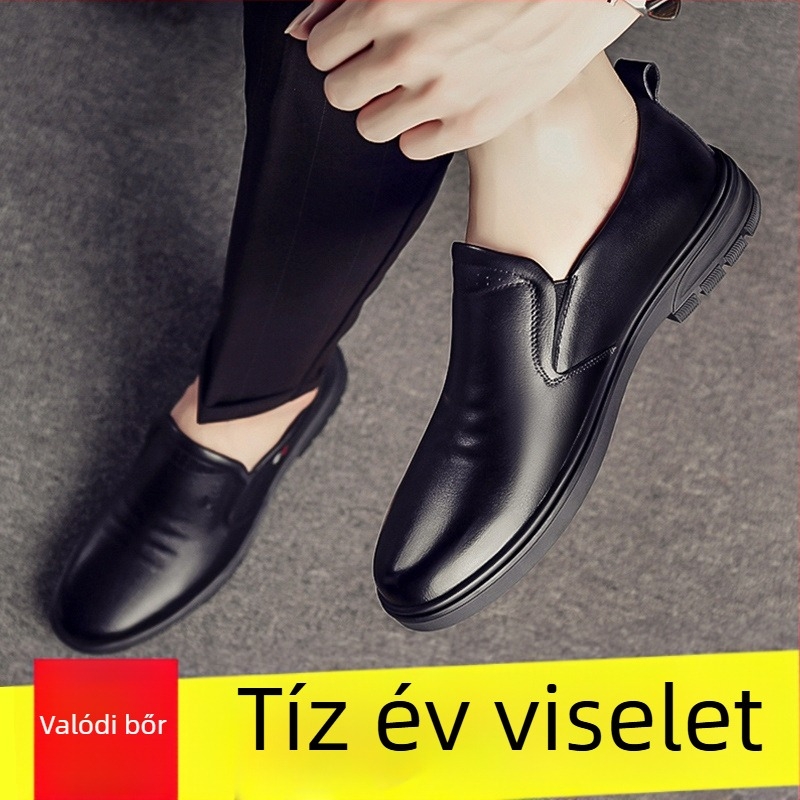 Férfi mindennapi mokaszín valódi marhabőrből, PU bélés, slip-on, gumírozott talppal