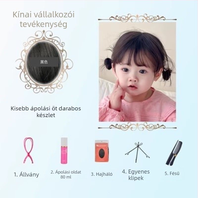 Yueying baba-lány paróka, hőálló szál, egyenes haj, édes stílus, gyerekeknek