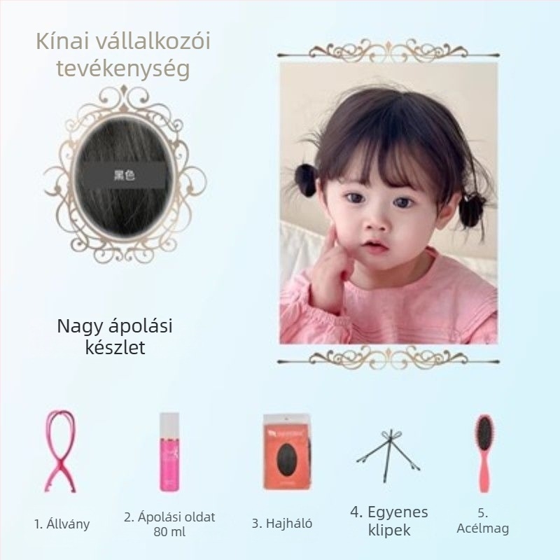 Yueying baba-lány paróka, hőálló szál, egyenes haj, édes stílus, gyerekeknek