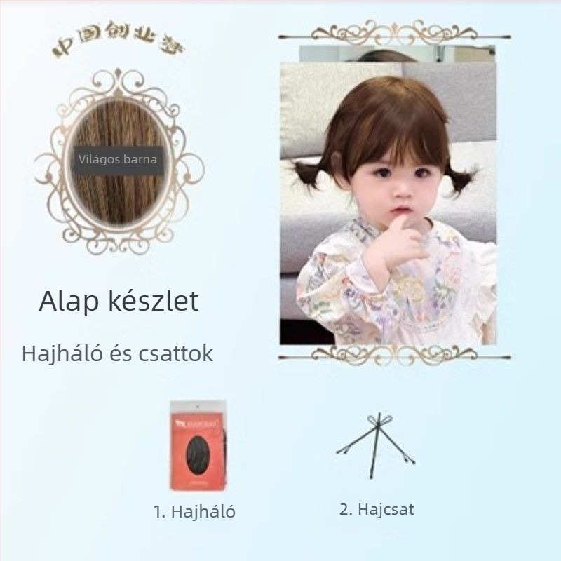 Yueying baba-lány paróka, hőálló szál, egyenes haj, édes stílus, gyerekeknek