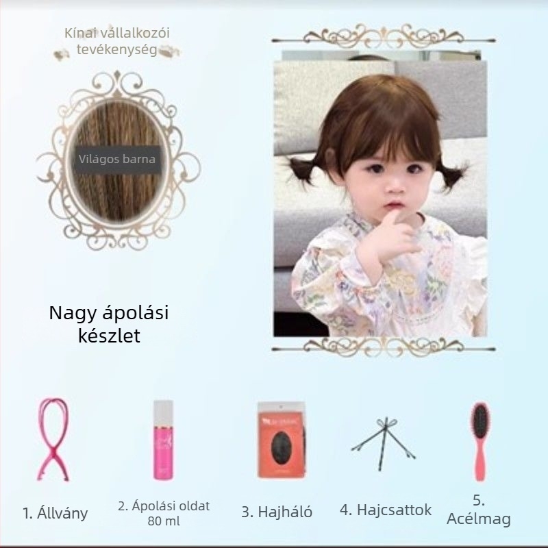 Yueying baba-lány paróka, hőálló szál, egyenes haj, édes stílus, gyerekeknek