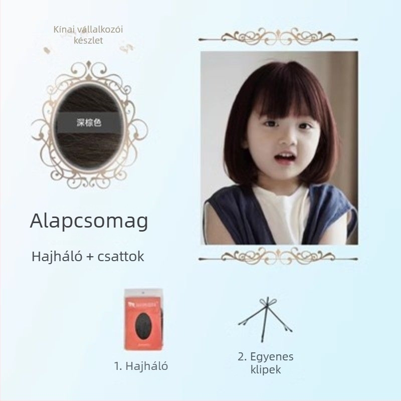 Yueying baba-lány paróka, hőálló szál, egyenes haj, édes stílus, gyerekeknek