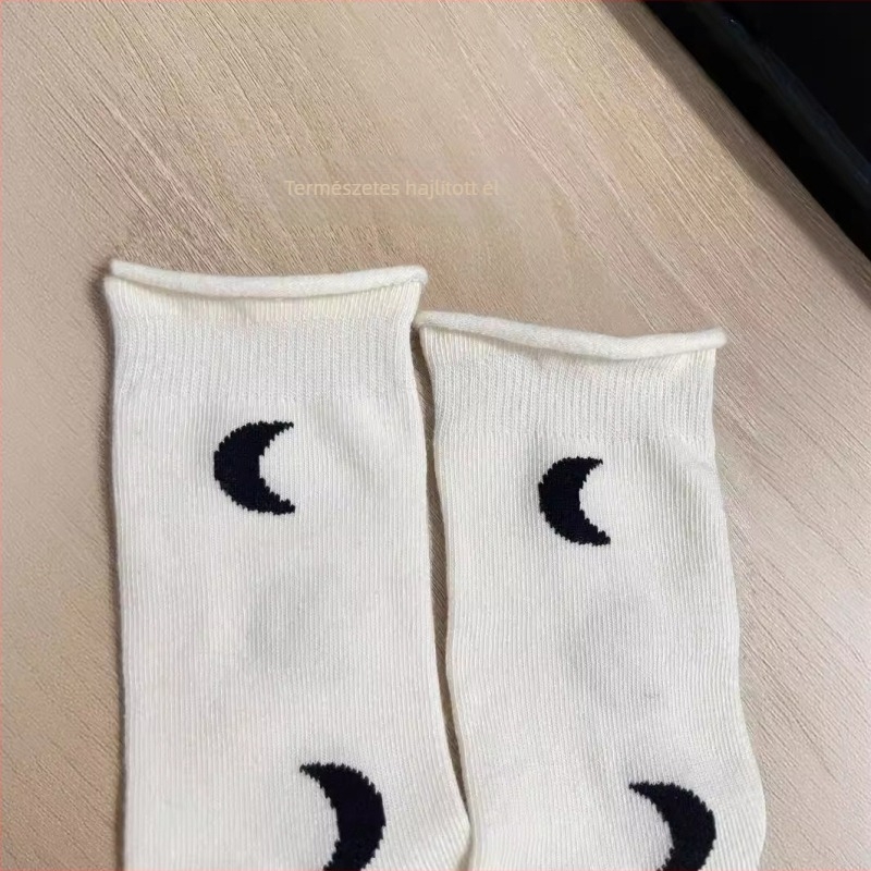Gyerekeknek szóló középmagasságú jacquard pamut zokni, uniszex, 80% finomított pamut, egyszínű mintázat, közepes vastagság