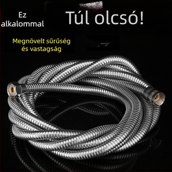 Rozsdamentes acél zuhanycső, kézi zuhanyhoz, 1,5–5 m hosszú