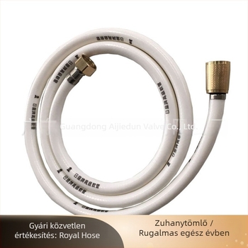 1,5 m PVC zuhanycső sárgaréz anyával, robbanásbiztos, nagy nyomású, műanyag bevonatú