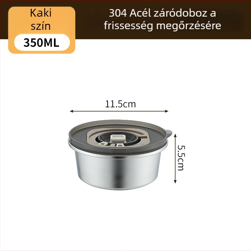 304 rozsdamentes acél ebédes doboz, kerek, 800–1000 ml kapacitás, hordozható és zárható